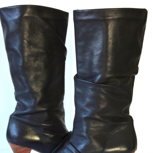 Marion Hanania Paris Lambskin Leather Slouch Boots - Picture 8 of 11